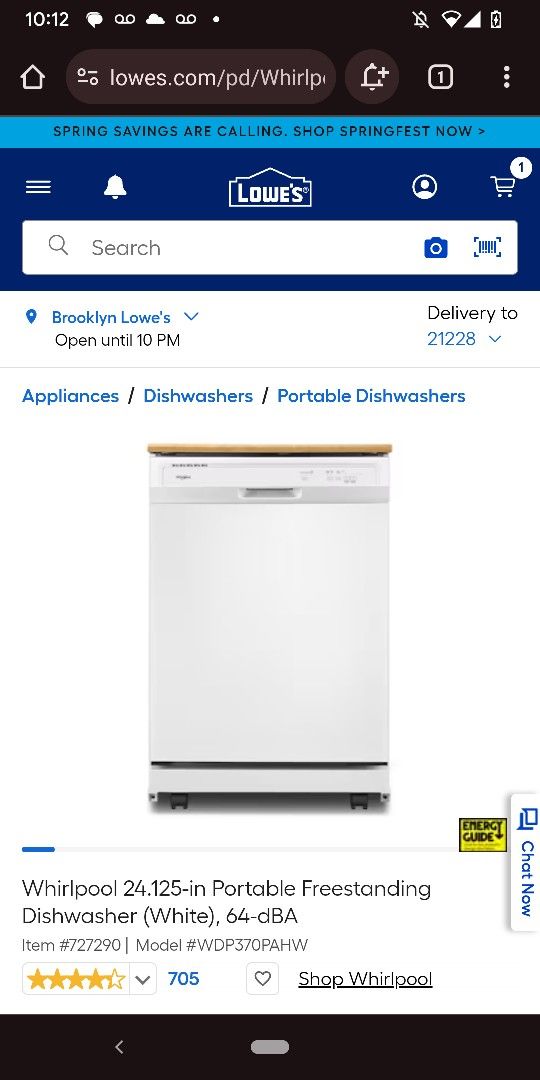 Whirlpool 24" Portable Dishwasher Bnib