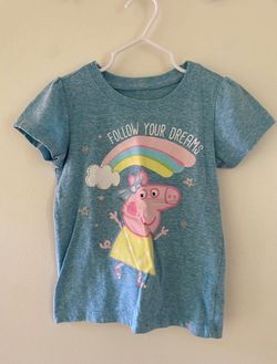 Peppa Pig -  Size 4 Girls Summer Short Sleeve Shirt - Pre-owned - Good Condition - Soft Fabric