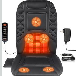 Back Massager with Heat,Heated Seat Cover Cushion with 5 Vibrating Massage Nodes Chair Pad for Pain Relief Home Office Use