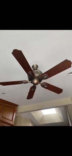 Wood and iron ceiling fan