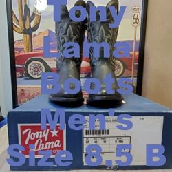 Tony Lama Boots Men's Size 8.5 B Black Leather 