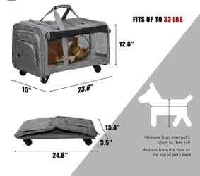 Portable Pet Carrier Up to 33lbs with Breathable Mesh & Safe Locking Zippers, Airline Approved