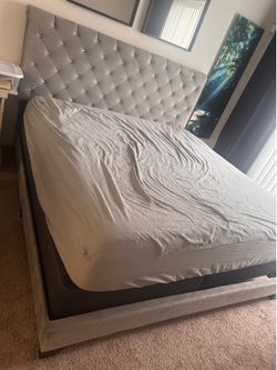 Diamond Tufted velvet king bed frame