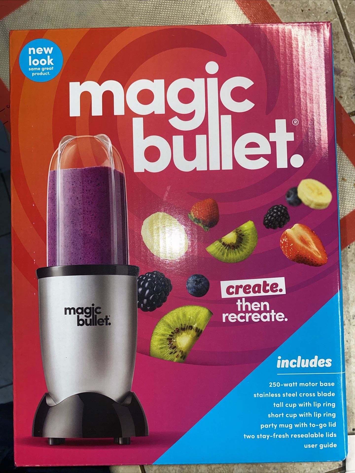 Magic Bullet Blender 11pc Set, 250W Motor Base, Silver, Brand New Unopened Box