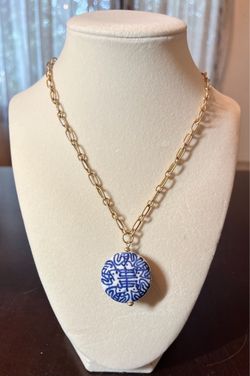 Necklace with Blue & White Pendant NEW