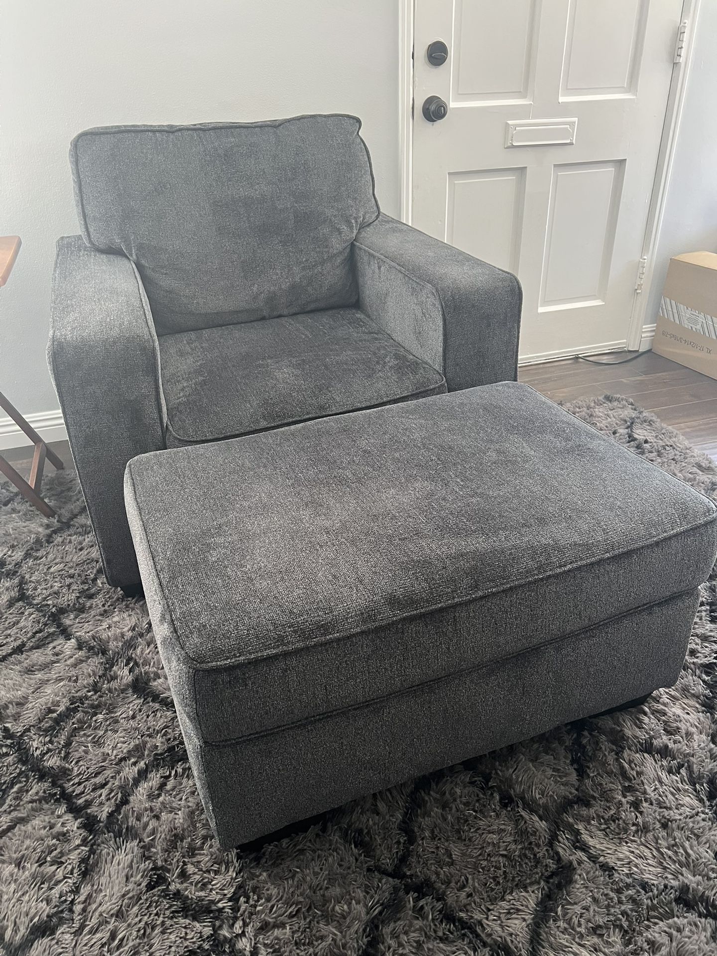 NEW Gray Chair with Ottoman 