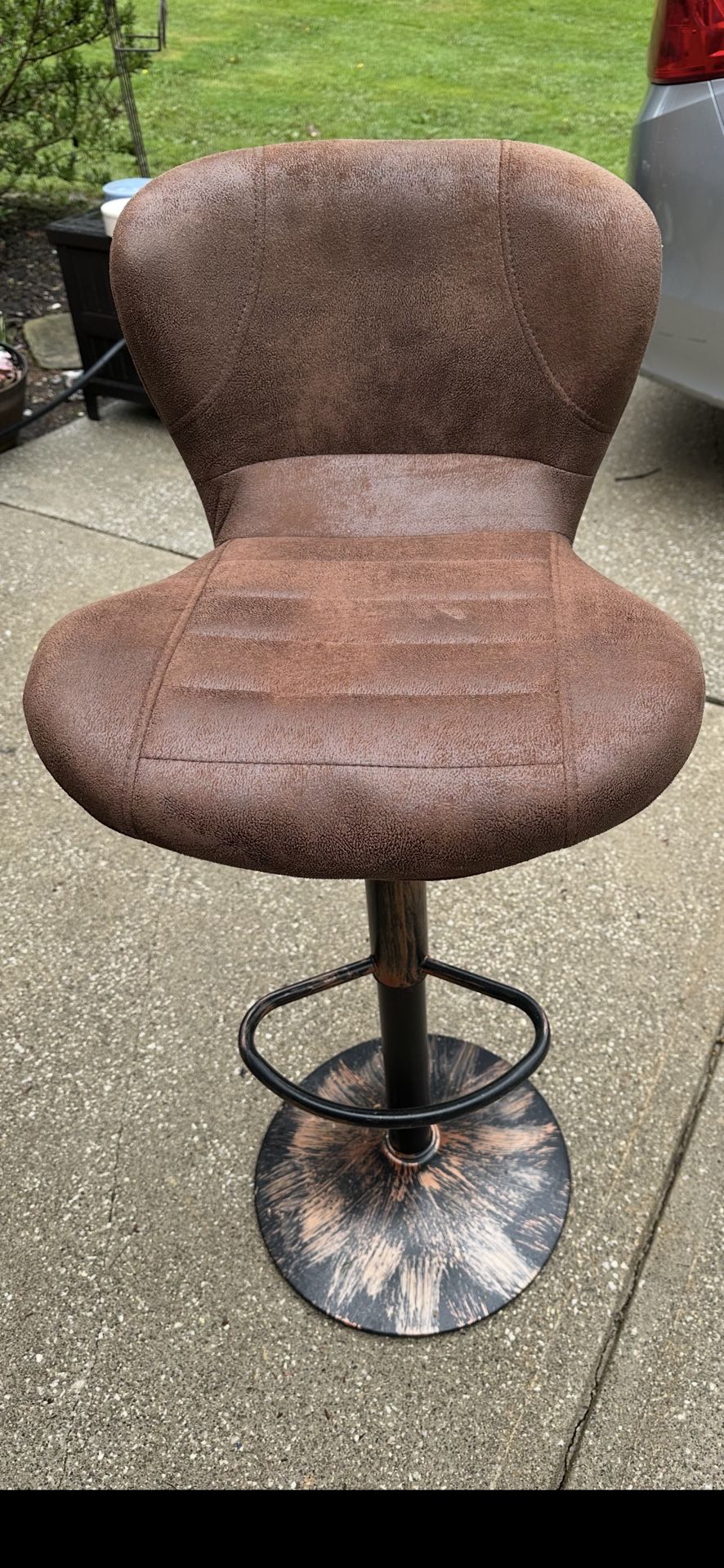 BAR STOOLS: Set of 4, Brown, Plush Vinyl