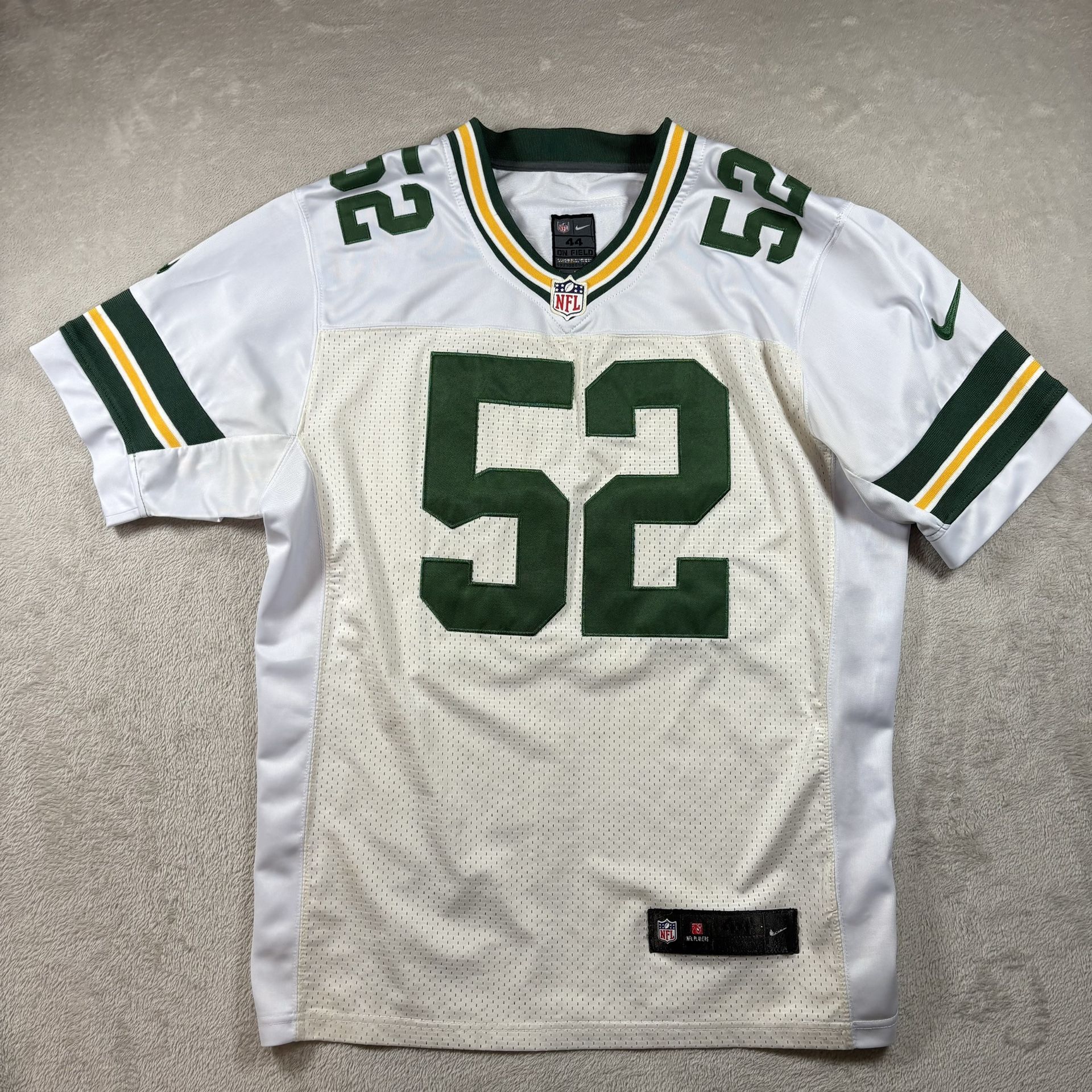 Green Bay Packers Jersey Mens 44 White Nike On Field Clay Matthews #52 NFL #3522