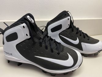 Nike Alpha Huarache Pro Mid MCS Baseball Cleats Size 4Y Black/White 923433 011