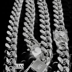 New 18k White Gold Cuban Link Chain And Bracelet 