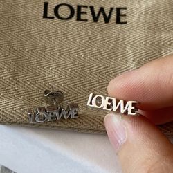 Loewe Silver Small Letter Earrings