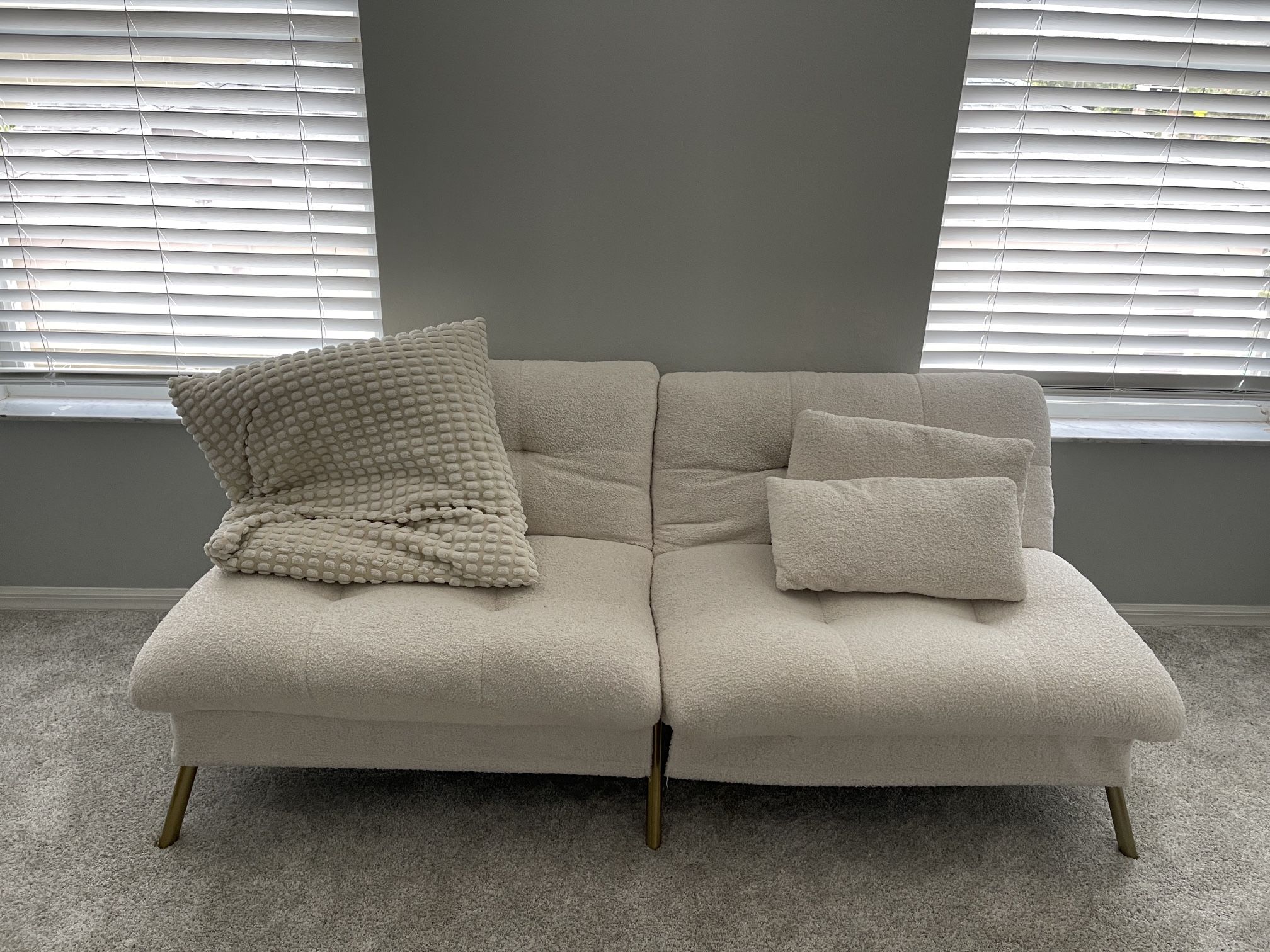 Futon White Sherpa Fleece Couch