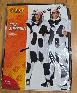 Spirit Halloween Cow Jumpsuit Costume Adult SM/MD