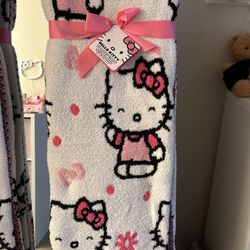 White Hello Kitty Sherpa Blanket