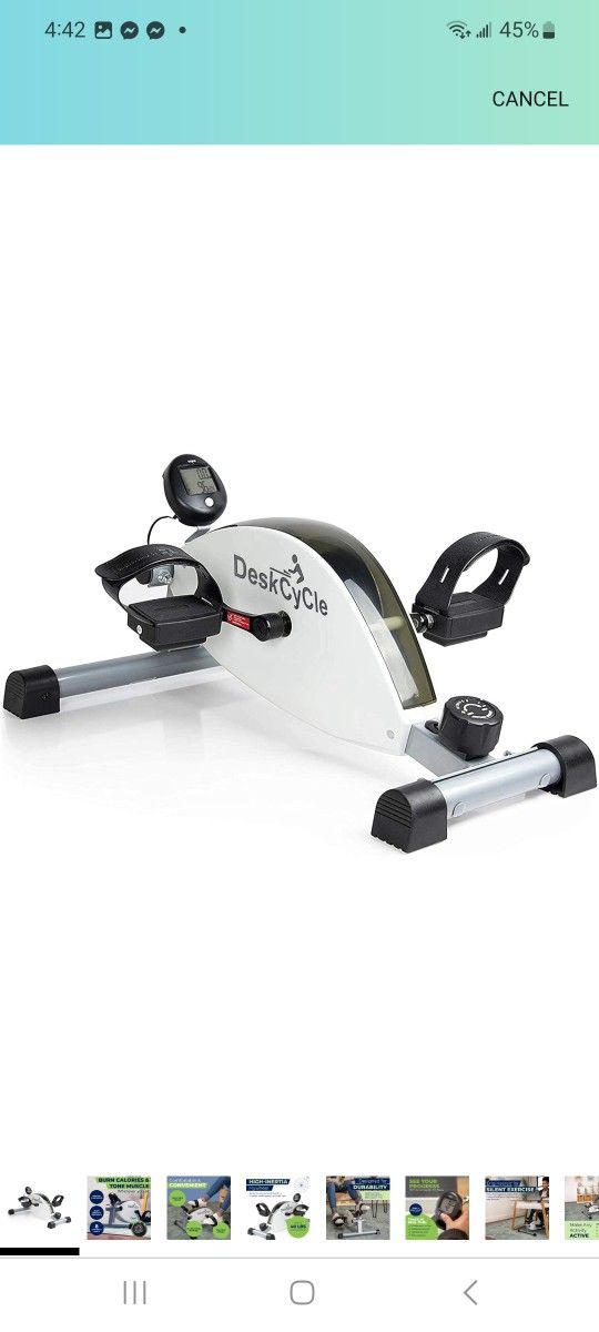 DeskCycle Under Desk Bike Pedal Exerciser with Standard Height - Stationary Bikes for Home & Office (White)