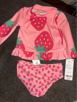 Carter's Pink Strawberry Rash Guard Swim Set
