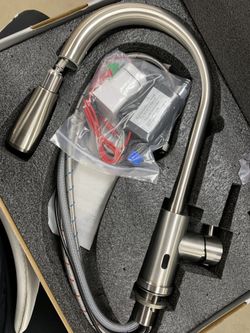 FGKQ Touchless Kitchen Faucet with Pull Down Sprayer, Brushed Nickel High Arc Single Handle Single Hole Commercial Kitchen Sink Faucet with Deck Plate