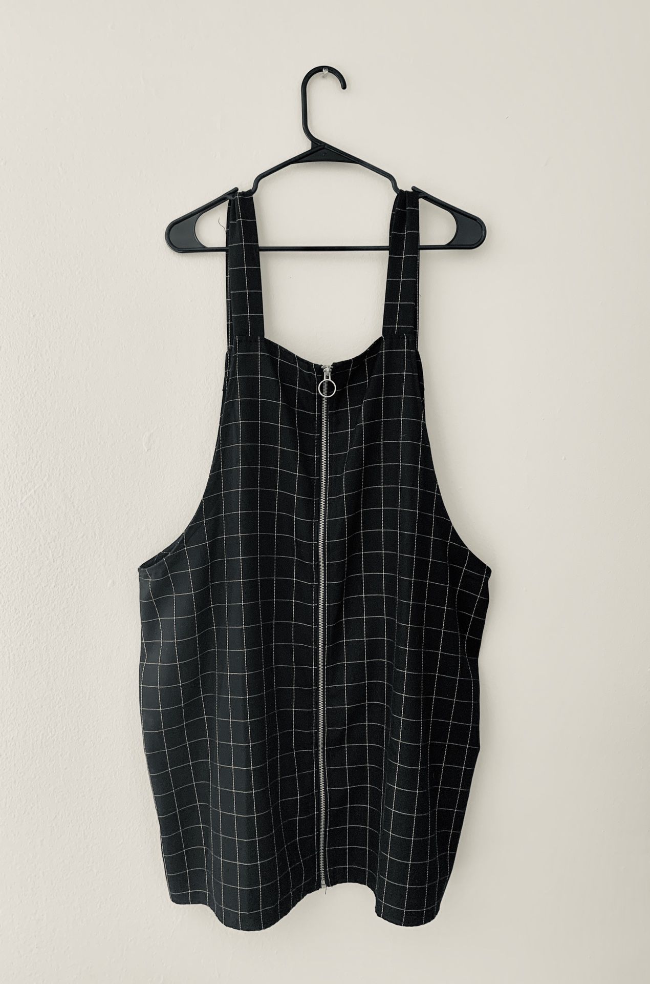 2x - Women’s - Forever21+ Plus Size Grid Print Overall Mini Dress - Black