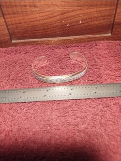 Sterling Silver Taxco Mexico Cuff Bracelet with Rope Detail