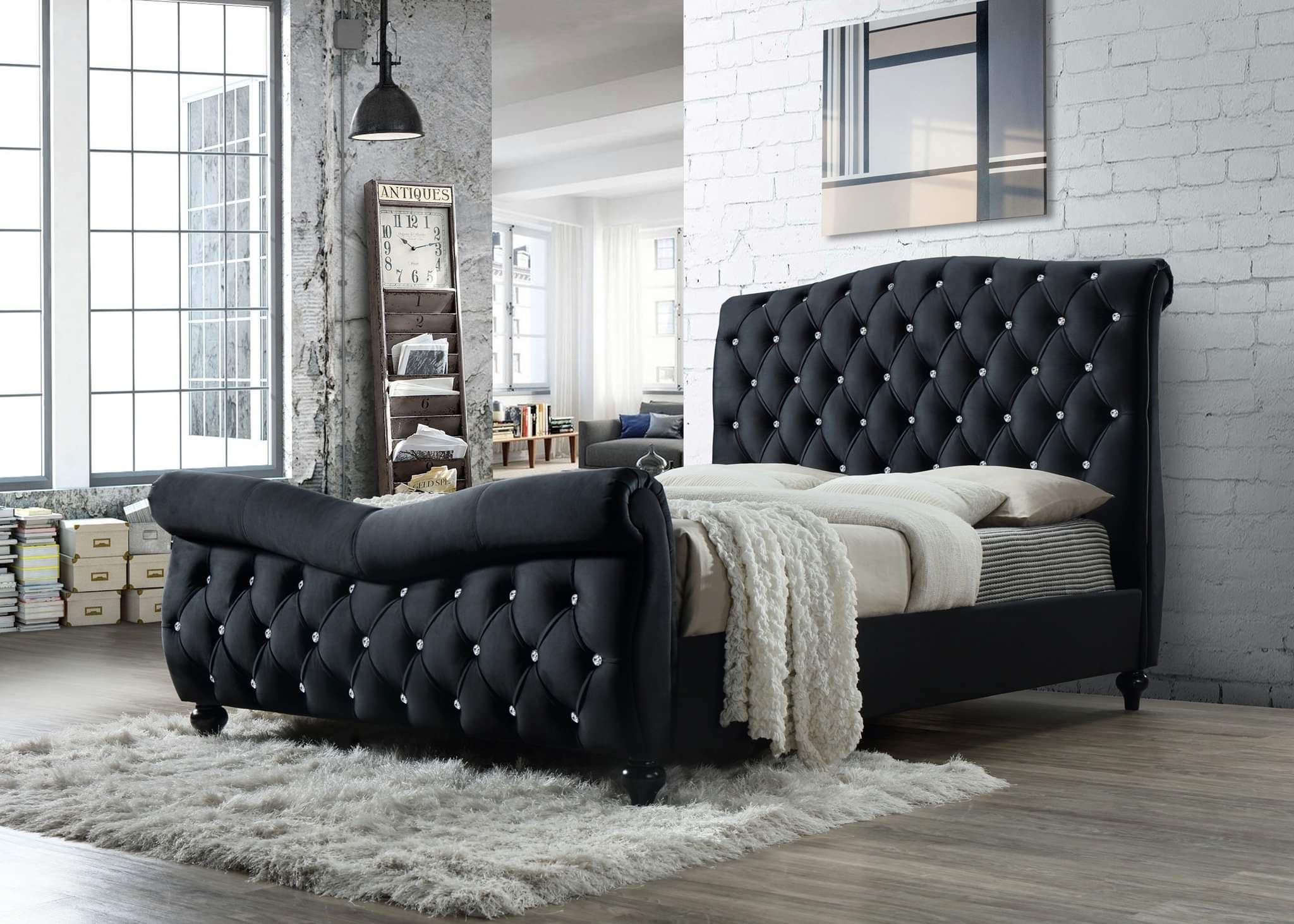 MODERN NEW BLACK QUEEN BED ON SALE ONLY $499. KING SET $599. SAME DAY DELIVERY! FINANCING AVAILABLE