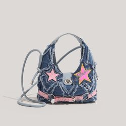 Premium Textured Hand-held Crescent Bag Versatile Fashionable Crossbody Bag Pentagram Punk Babe Style