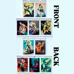 1996 Fleer Marvel Masterpieces Double Impact Boris Julie Card Set (5 Out Of 6) Punisher Silver Surfer Wolverine Spider-Man Venom