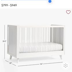 Sloan Acrylic Convertable crib + Pottery Barn Mattress+ Toddler bed Conversion Kit