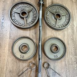 IVANKO Series M With Brand NEW Curl Bar With Cooper Bearings: Pais Of 25s and 10s ( Total: 90 lbs)