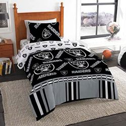 The Northwest Company NFL Las Vegas Raiders "Rotary" Bed in a Bag Set, Twin, Rotary