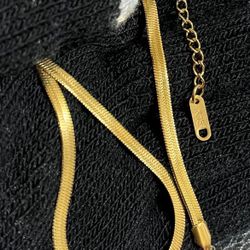 18'' 18k GOLD FILLED CHOKER NECKLACE HERRINGBONE SNAKE FLAT CHAIN