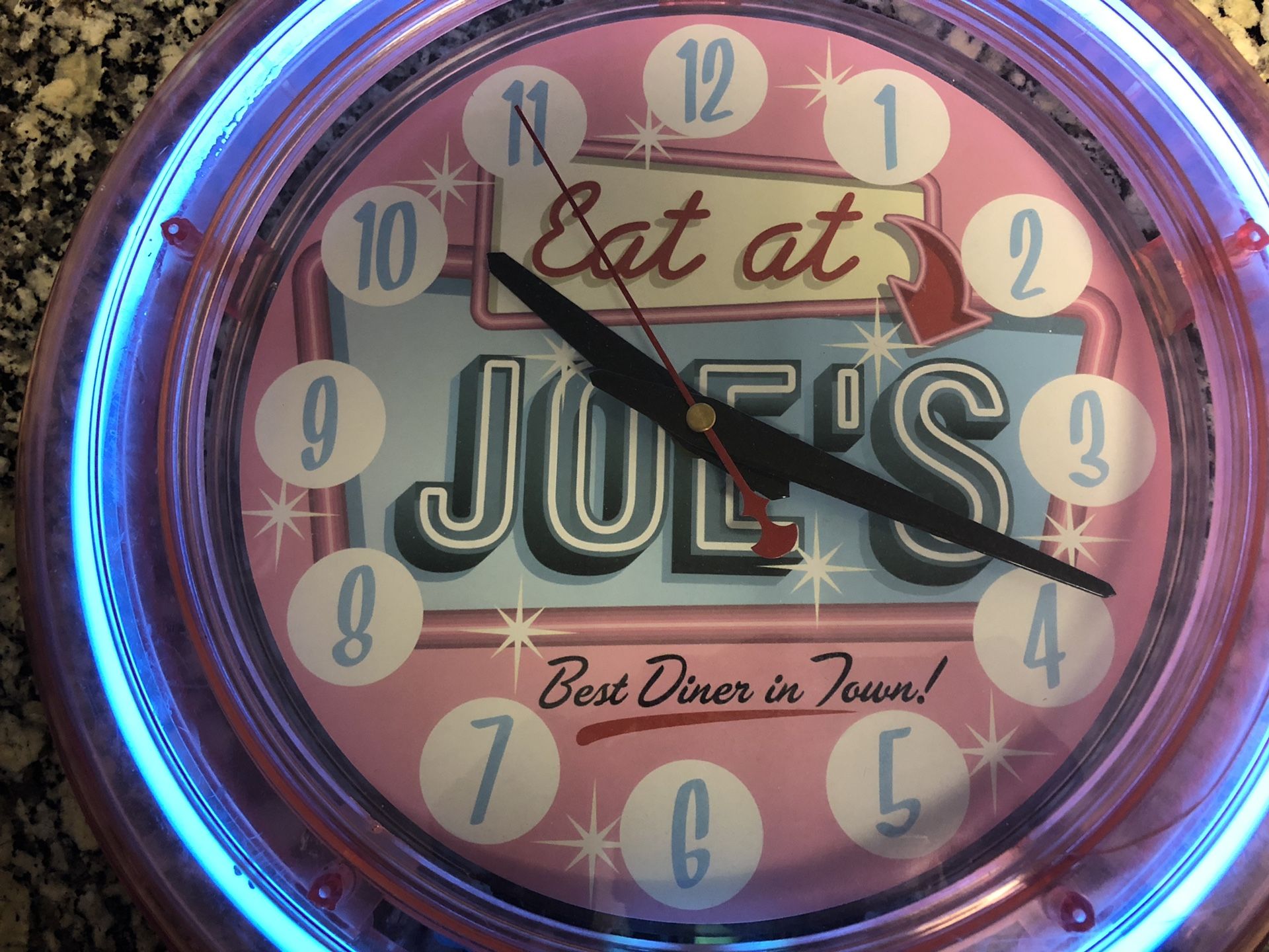 Neon Clock Eat at Joe's - Best Diner in Town!