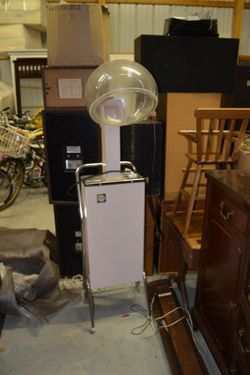 Pink portable hairdryer chrome space-age atomic style