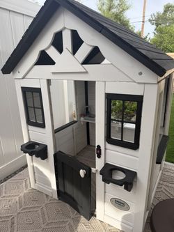 Wooden Kids Playhouse 43 Wide Long-White Outdoor $125