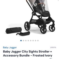 Baby Jogger City Sights Stroller + Accessory Bundle - Frosted Ivory