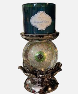 Bath & Body Works rotating Eyeball Glitter Water Globe 3 Wick Candle Holder