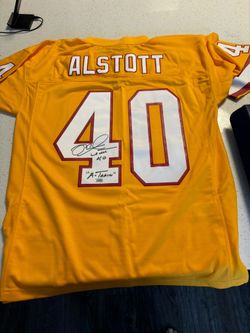 Autographed Mike Alstott Cream sickle Buccaneers Jersey
