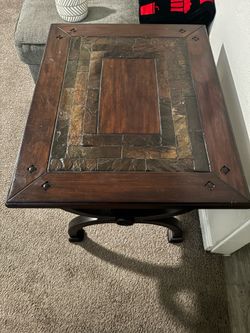 Wood/marble end tables