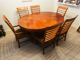 Solid Wood Extendable Dining Table + 6 Chairs
