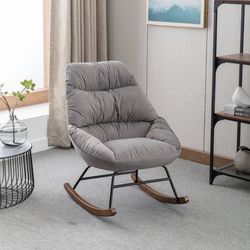 Gray Velvet Super Comfy Padded Rocking Chair [NEW IN BOX] ** Retails For $380