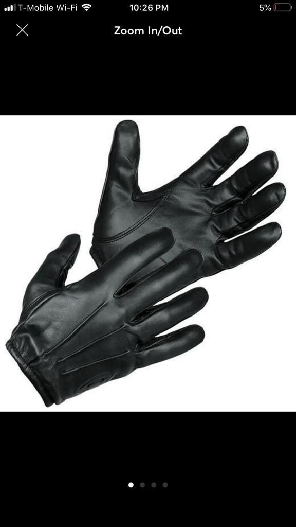 New black police tactical duty search gloves leather