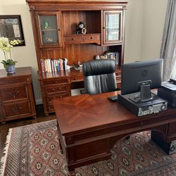 Executive Cherry Office Furniture Set - Desk + Hutch + File Cabinet - $2,000 OBO - Leesburg