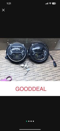 2007-2017 Jeep Wrangler JK Head Light Black Full LED W/ LED DRL Headlight Pair