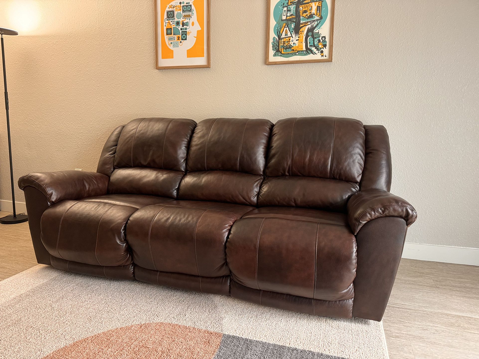 Genuine Leather Recliner 3 Seat (Moving Out Sale)