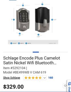 Schlage Camelot Wifi/Bluetooth Lighted Keyless Or Keyed Entry Lock