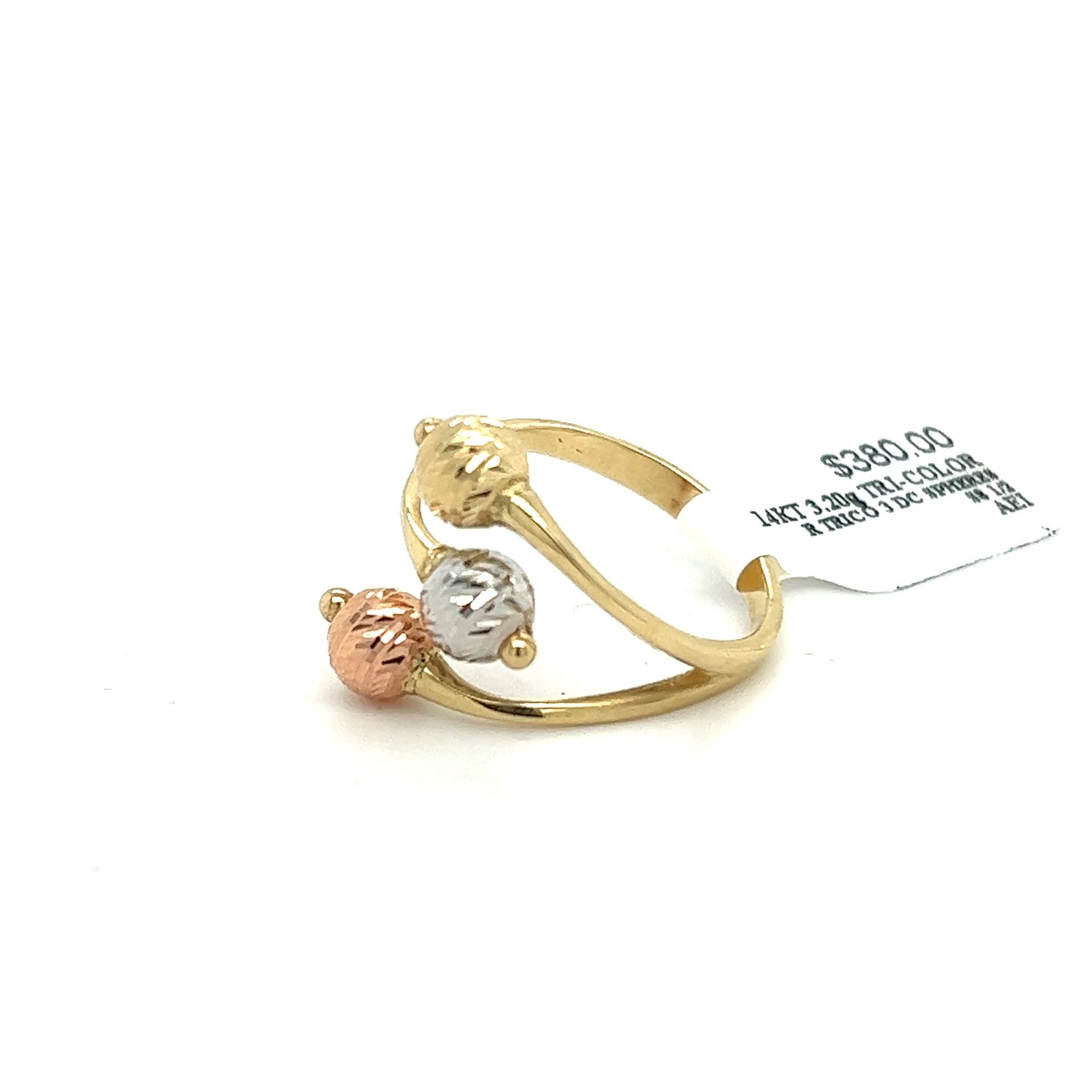 14kt Gold Tri Color 3 Diamond Cut Spheres Ring 3.20grams Size 8 1/2 165041 8