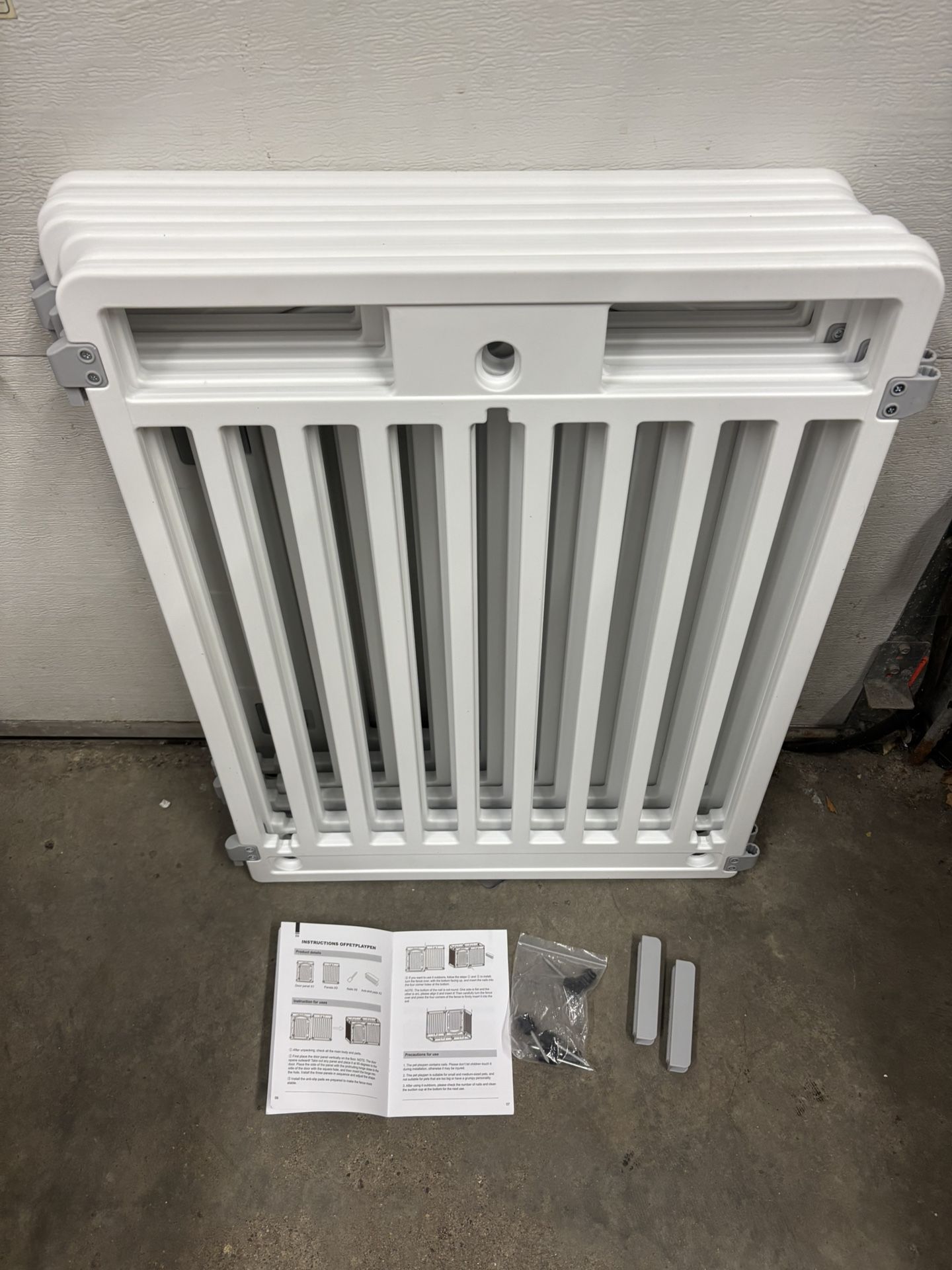 New 6-Panel Pet Playpen White with Locking Door