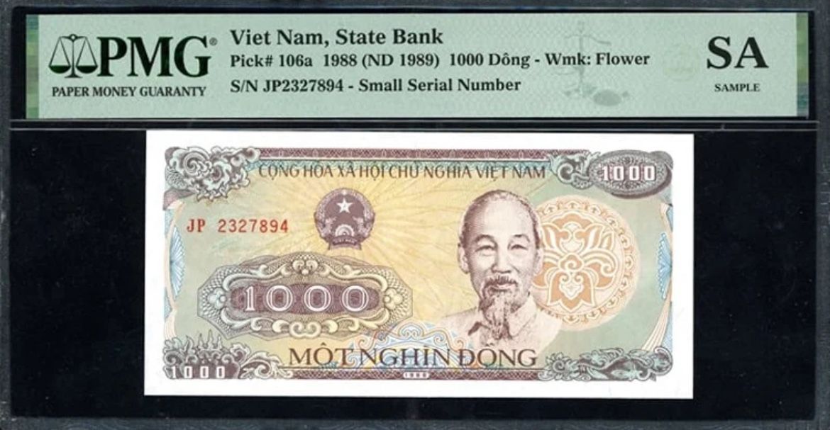 1988 1,000 Dong Viet Nam State Bank Note PMG "Sample Slab" from FCAS