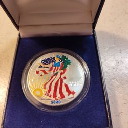2000 American Eagle Silver Dollar With Full Color 