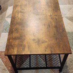 Industrial Coffee Table (Wood & Metal with Storage Shelf)