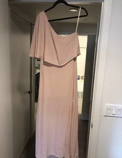 Lulus Angelic Way Blush One Shoulder Maxi Dress